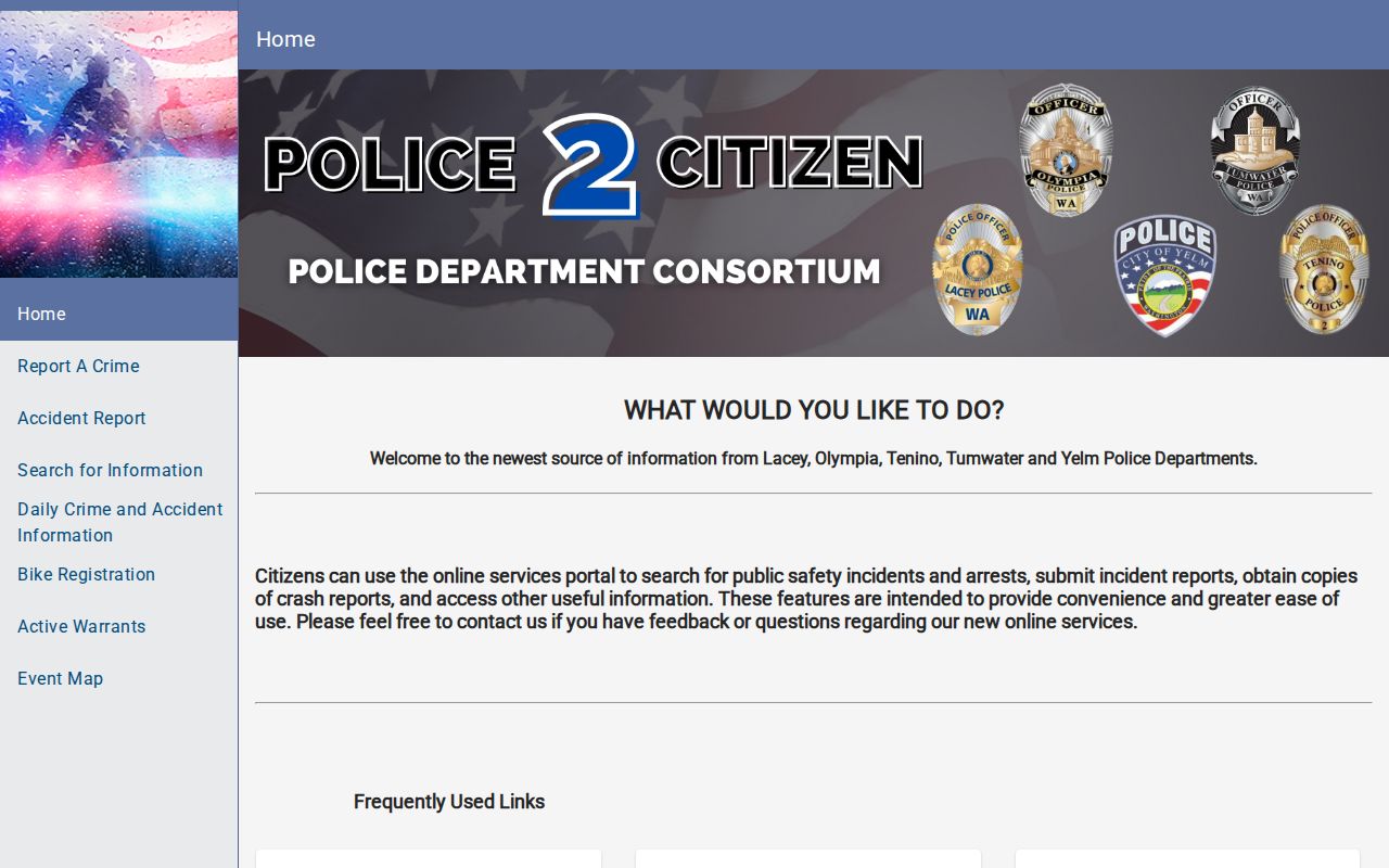 Lacey Police2Citizen interface for police record services