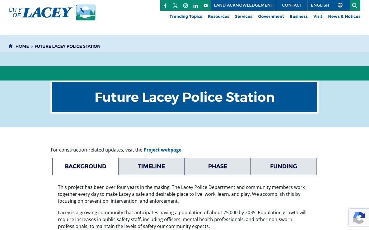 Future Lacey Police Station project for police record access
